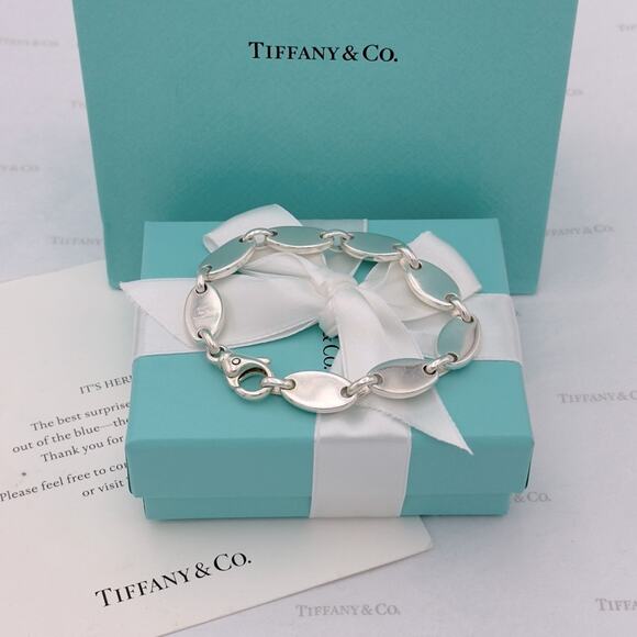 Tiffany & Co. Pebble Link Oval Bracelet Sterling Silver Italy Vintage W/ Pouch - Picture 6 of 13
